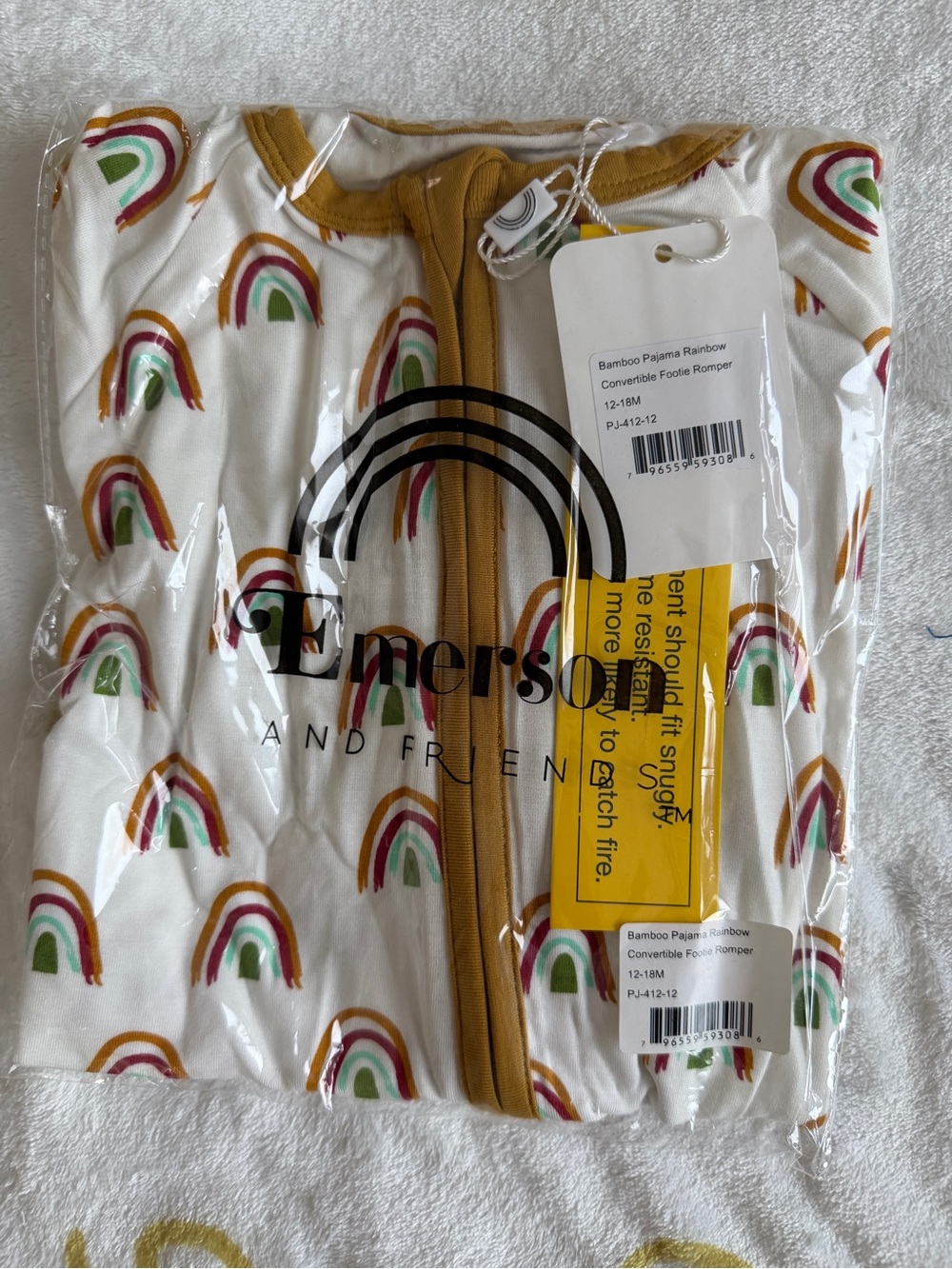 NWT Emerson and friends- Bamboo rainbow convertible footies - 12-18M